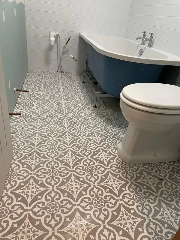 Bathroom pattern floor installation Kent