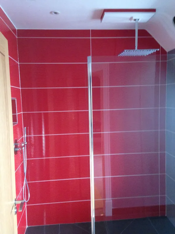 Red gloss tile installation Kent
