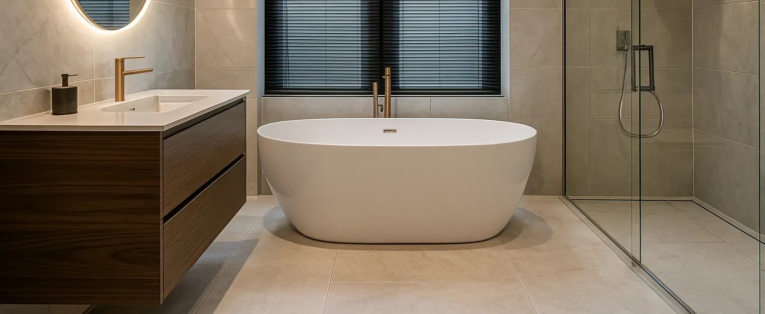 Professional bathroom renovation in progress
