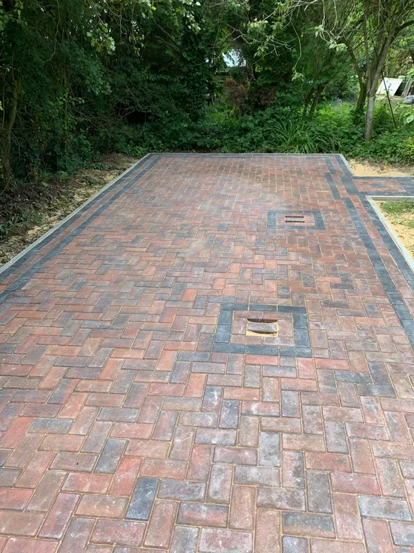 Block paving installation for a landscaping project in Kent