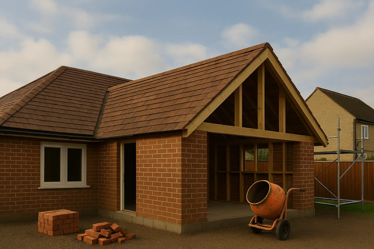 Professional home extension construction in progress