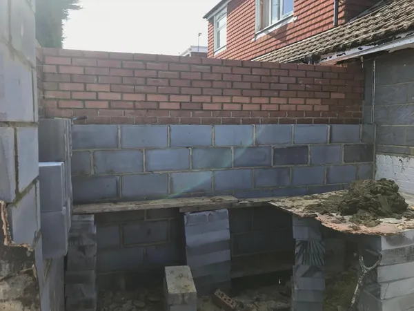 Kitchen extension project brick and block work Kent
