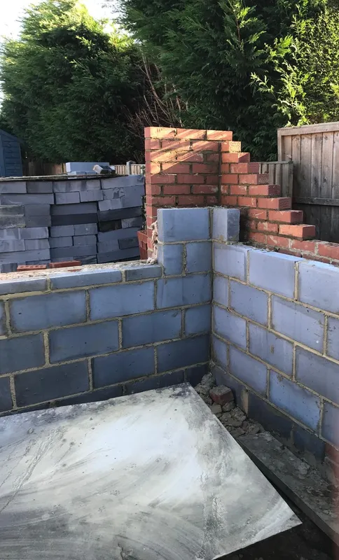Kitchen extension project corner block and brick work Kent