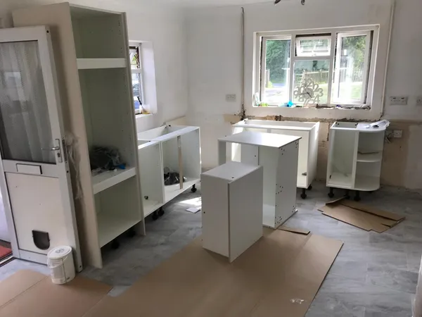 Kitchen carcasses being installed