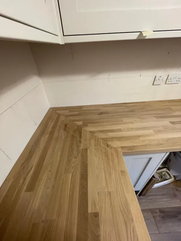 Kitchen worktop corner installation Kent