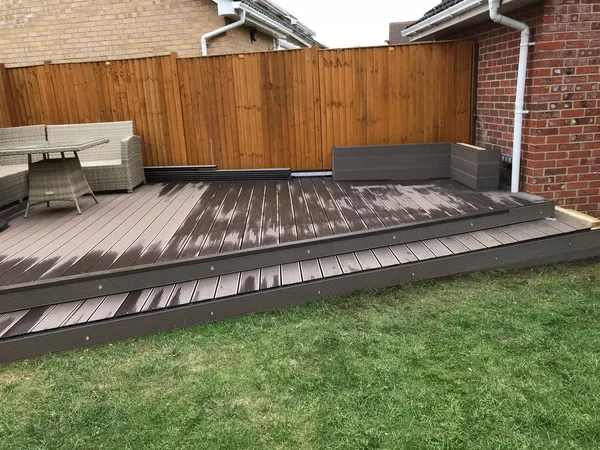 Grey decking installation project in Kent