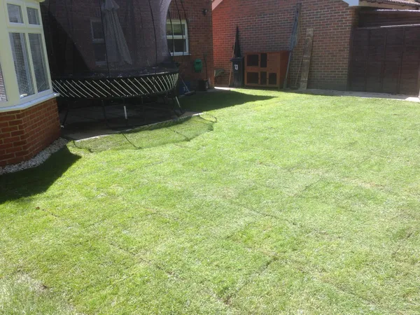 Landscaping project turf installation in Kent