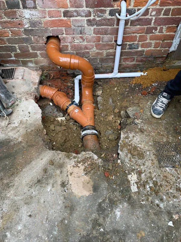Outside pipe work installation project in Kent