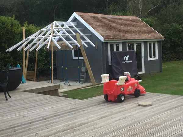 Local landscaping project with side extension on the custom built summer house
