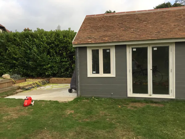 Second base for extension on custom built summer house