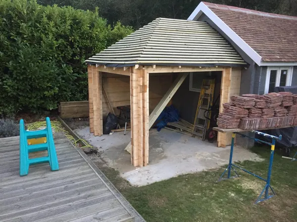 Side extension on custom built summer house project in Kent
