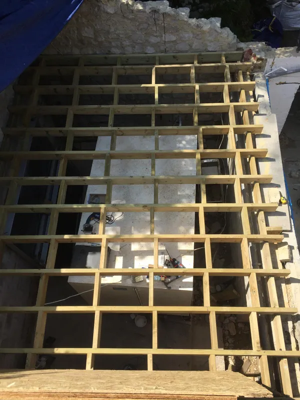 Floor frame installation for a local extension project, Kent
