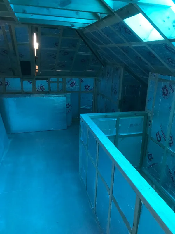 Insulation installation upstairs of the natural stone extension project, Kent