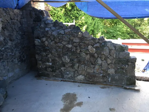 Natural stone wall build for a local extension, Kent