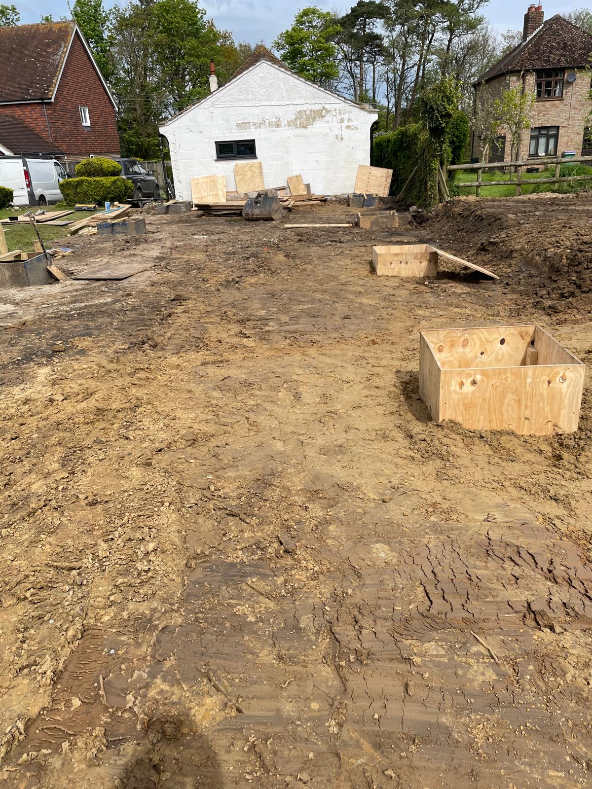 Back view of site where swimming pool area is going in