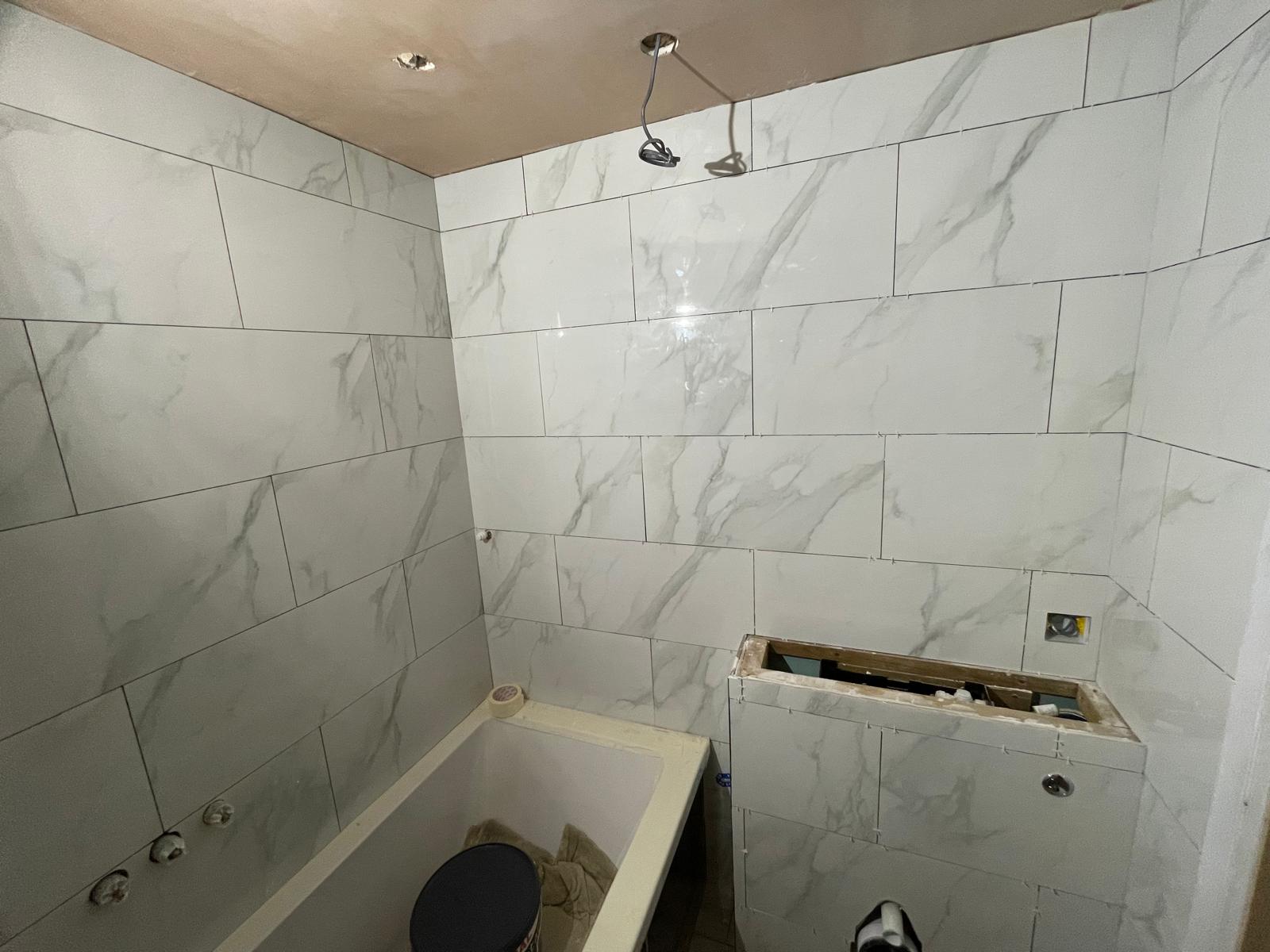 Bathroom being installed on a conversion project in Kent