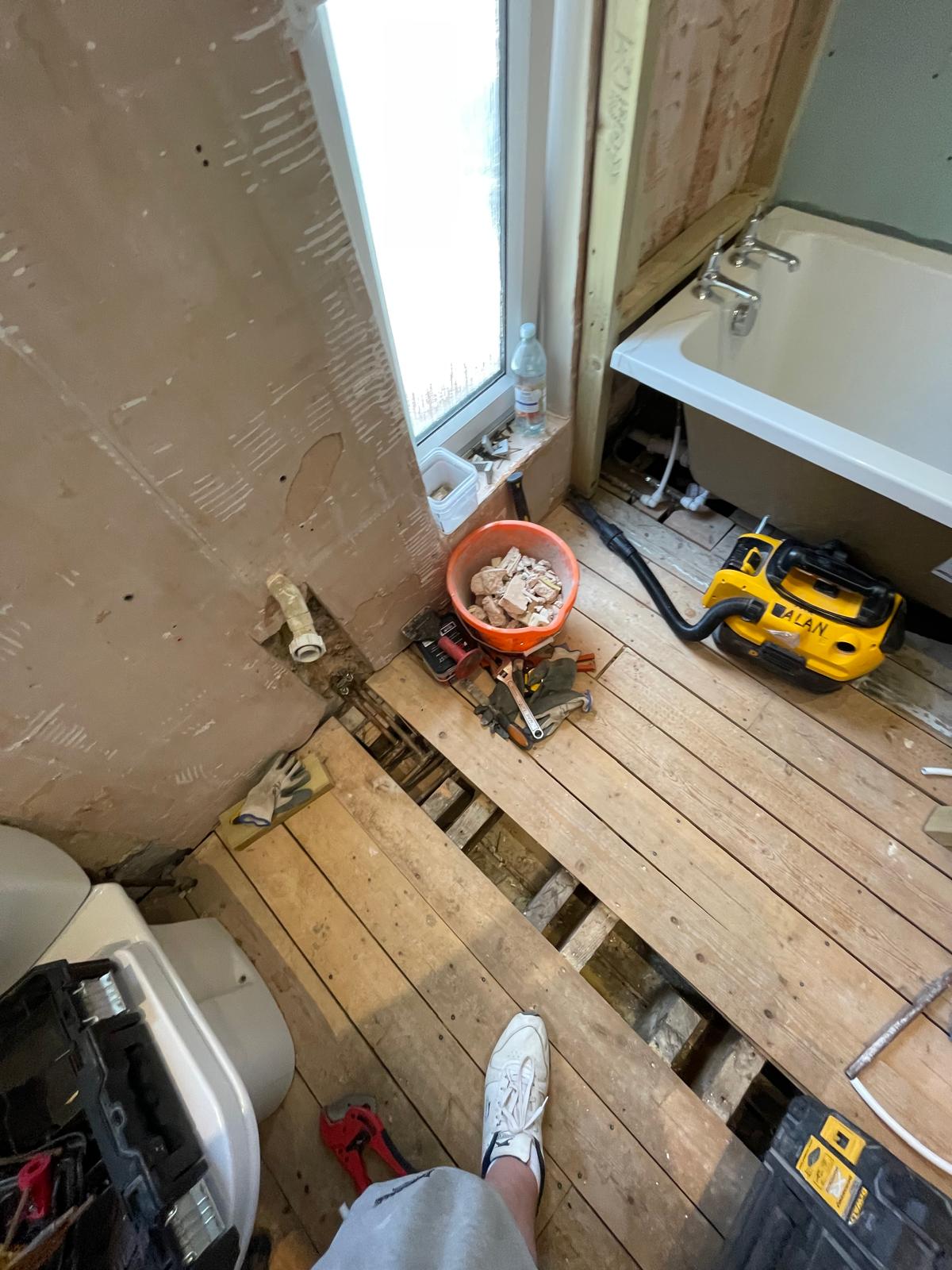 Bathroom floor installation for a local project 