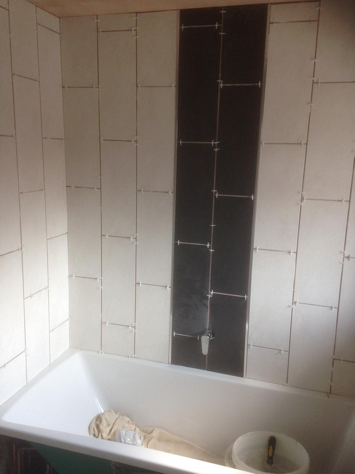 Bathroom project wall tile grouting 