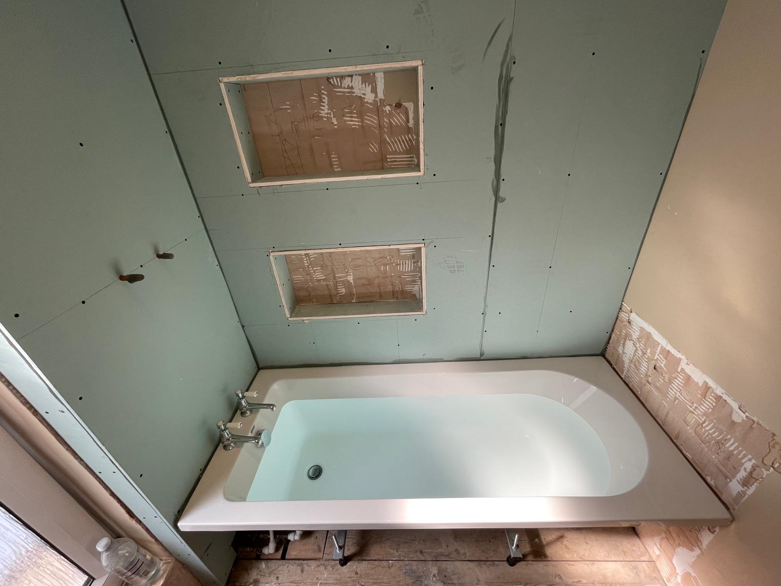 Bathroom re fit project wall preparation 