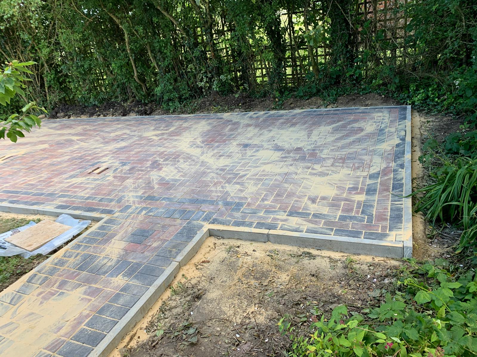 Block paved area for a landscaping project