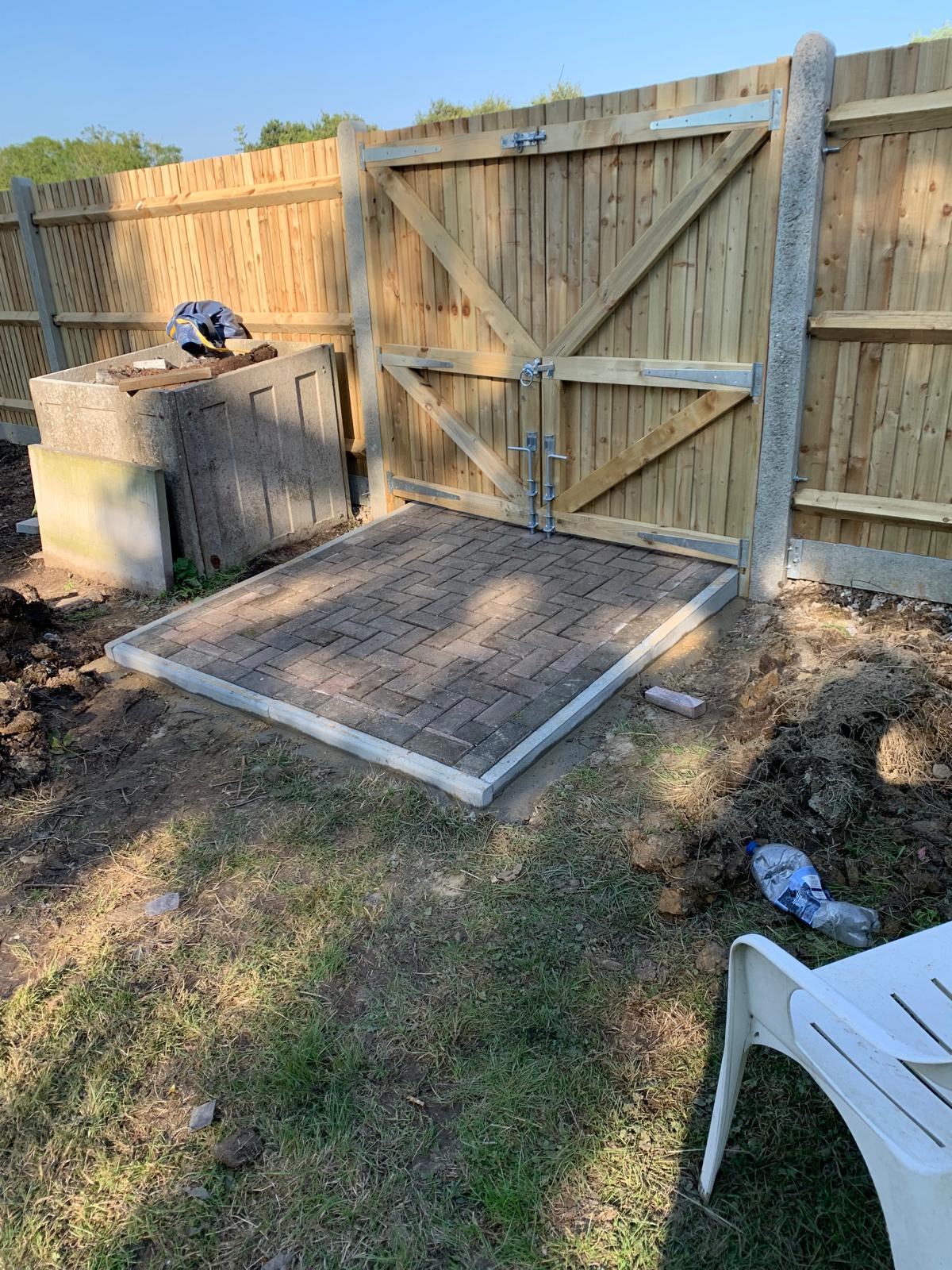 Block paved gate floor area for a local landscaping project