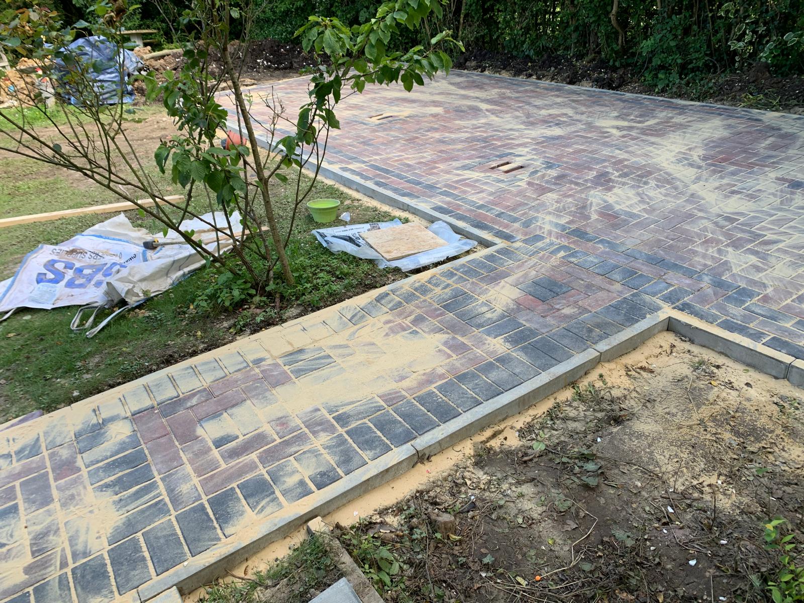 Block paved pathway for a landscaping project in Kent
