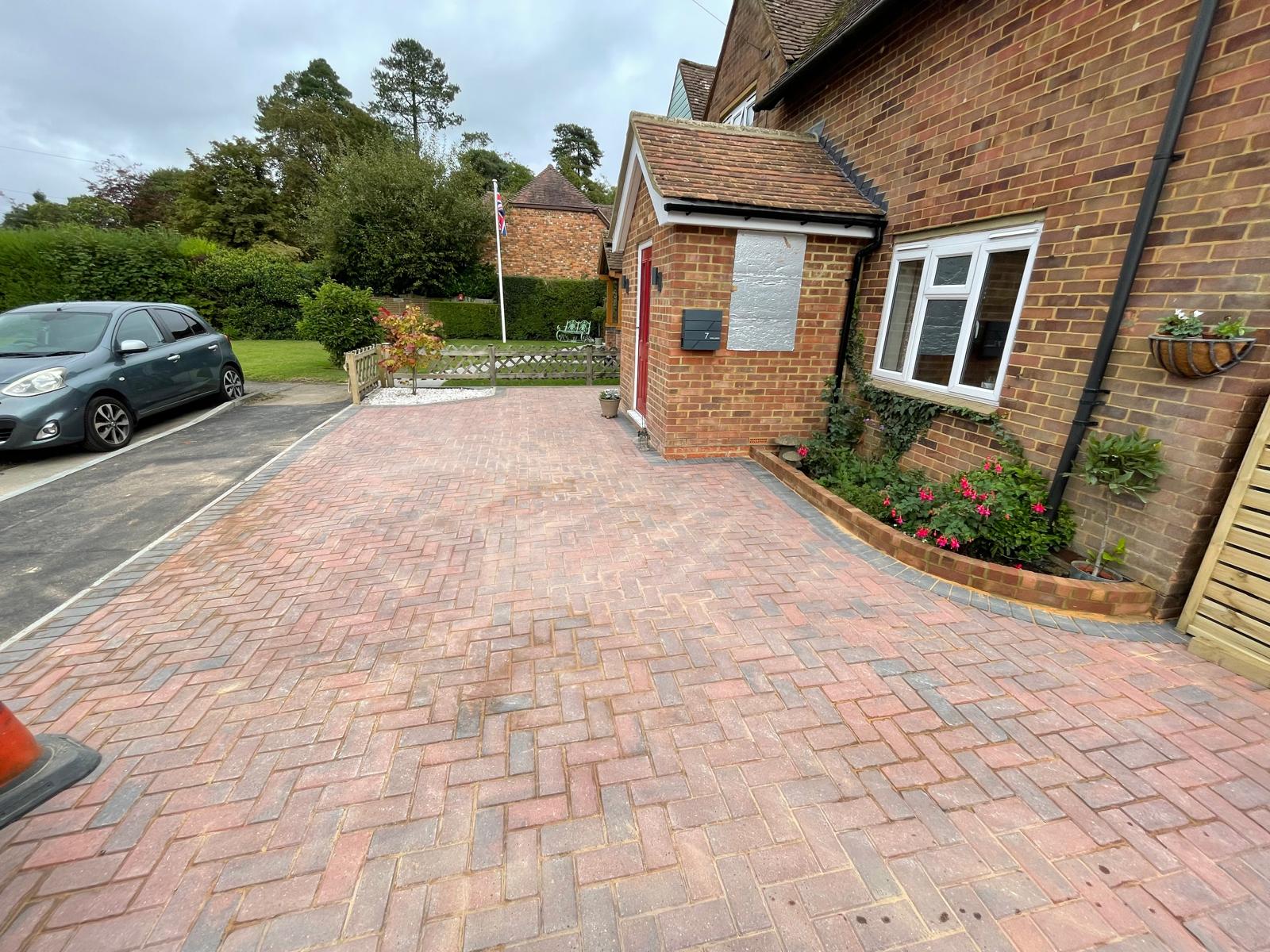 Block paving driveway installation for a project in Kent
