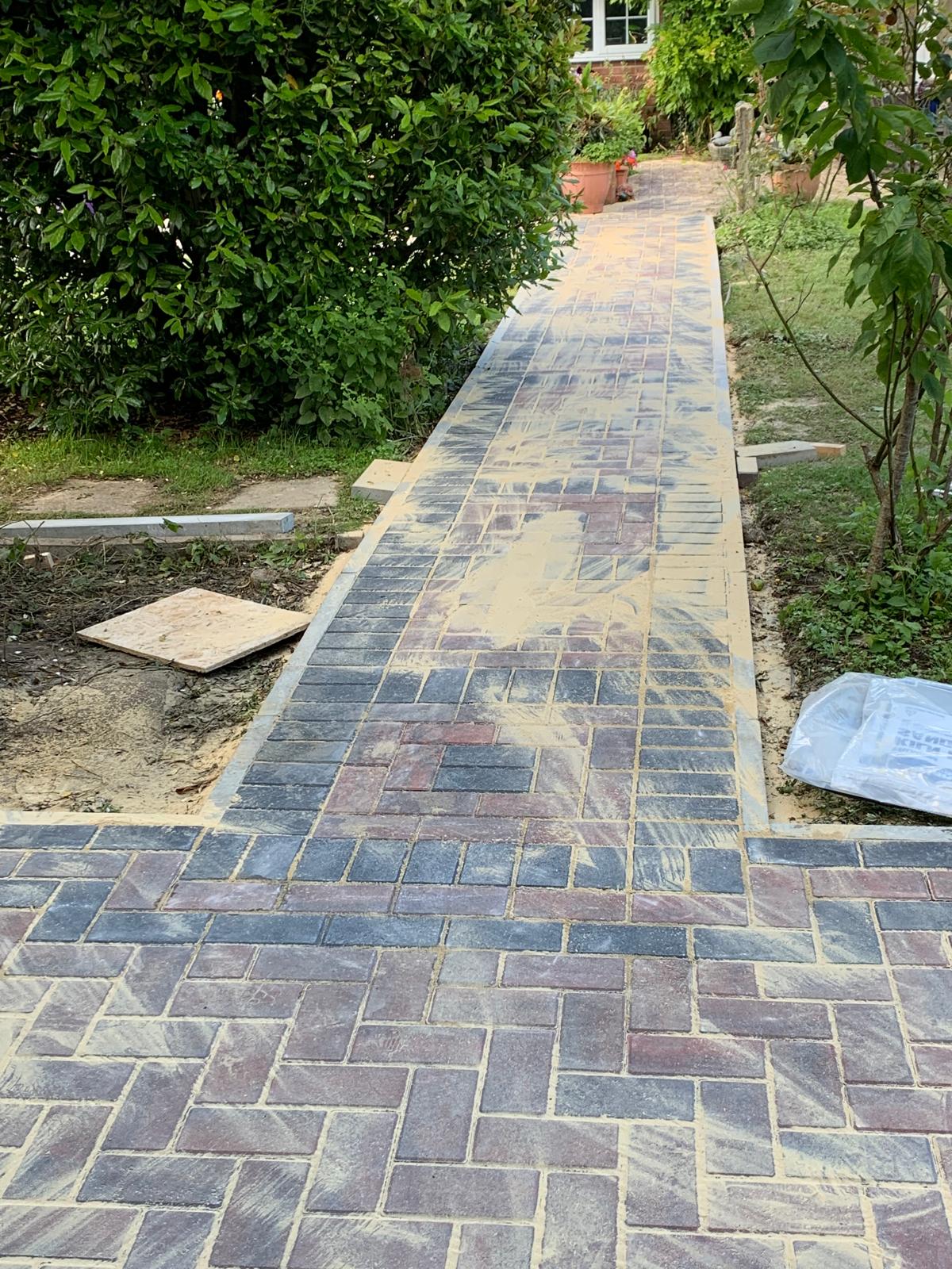 Block paving garden pathway project in Kent 