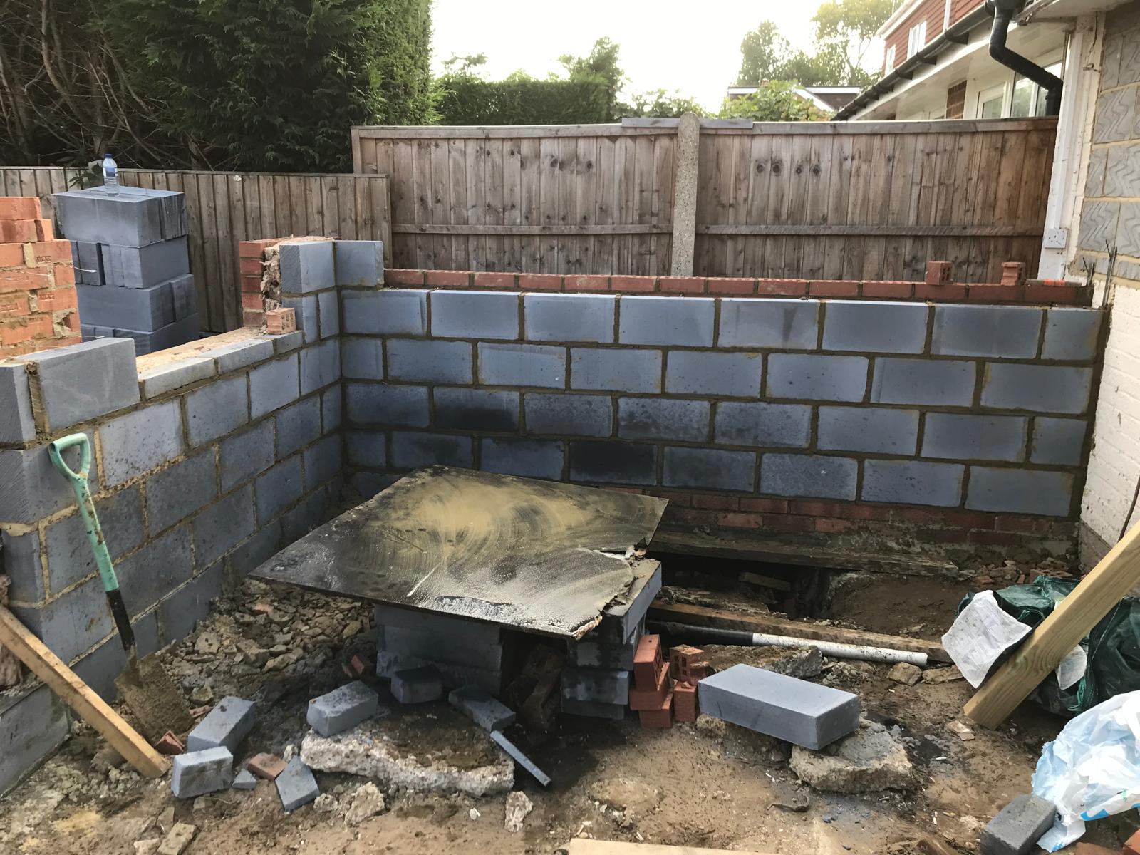 Block work on a local extension project in Kent