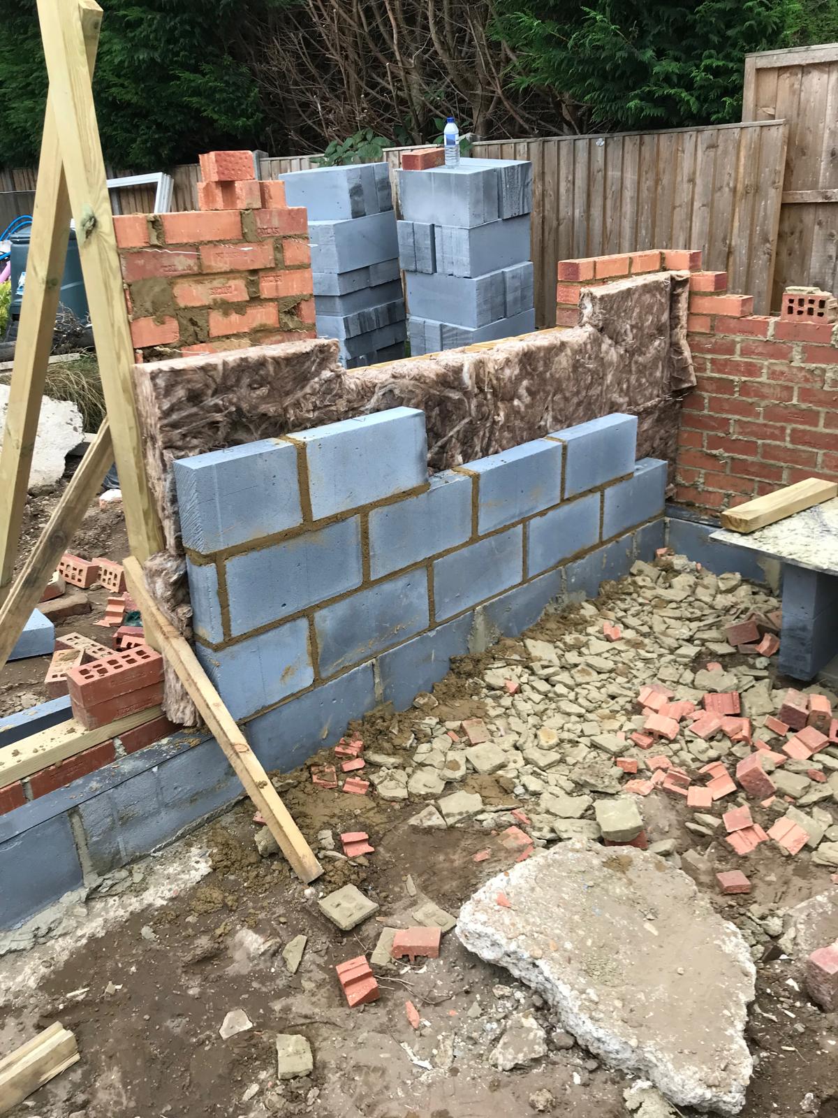Block work on an extension project