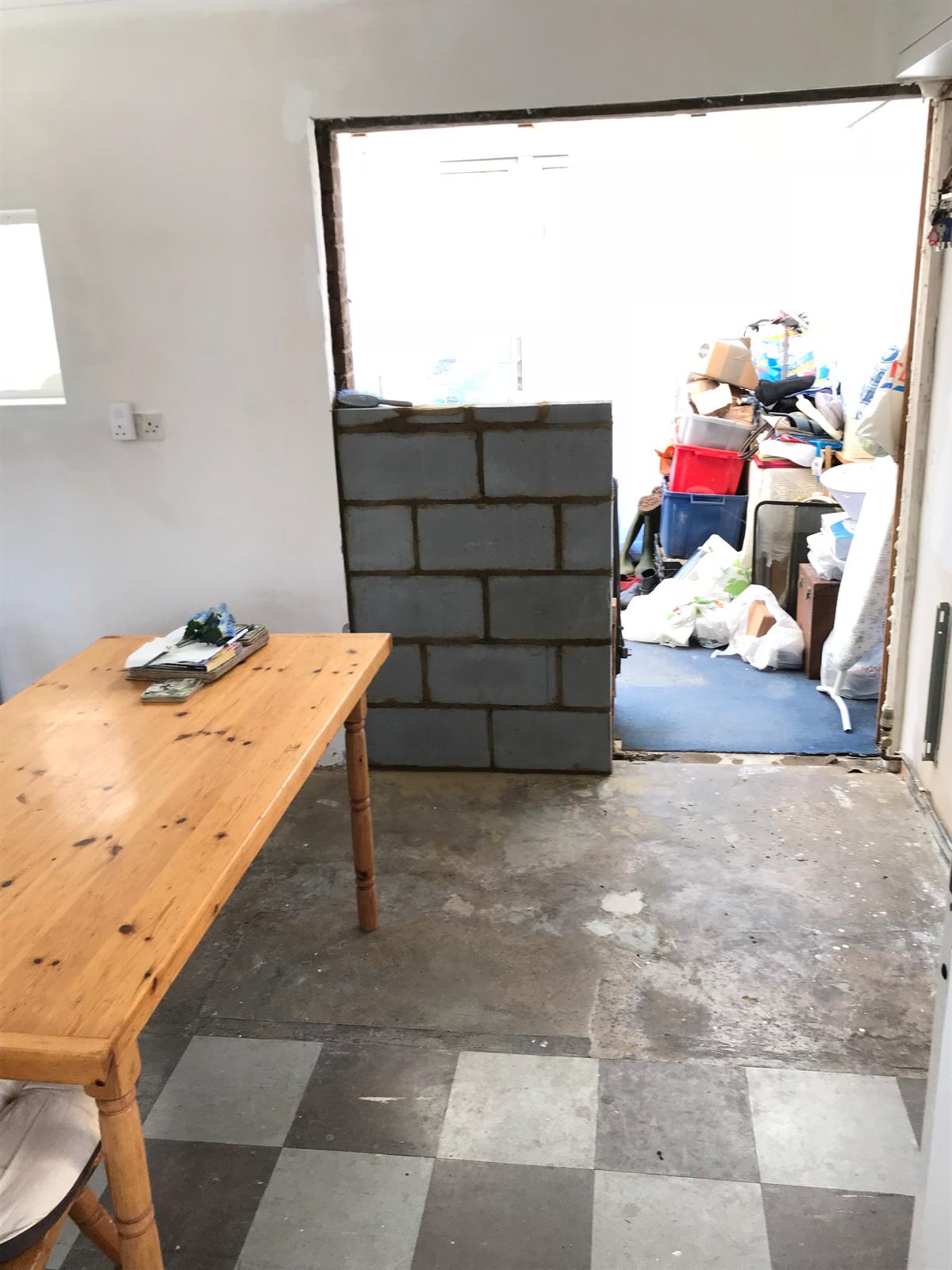 Block work wall being installed on a kitchen installation project