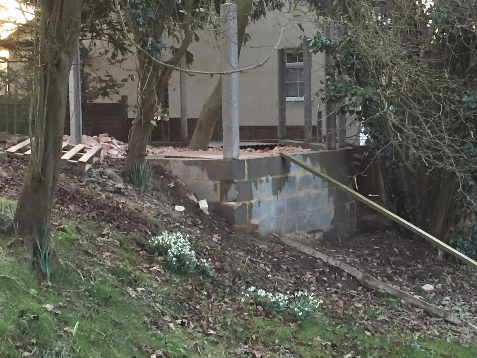 Block work wall in garden for a landscaping project in Kent