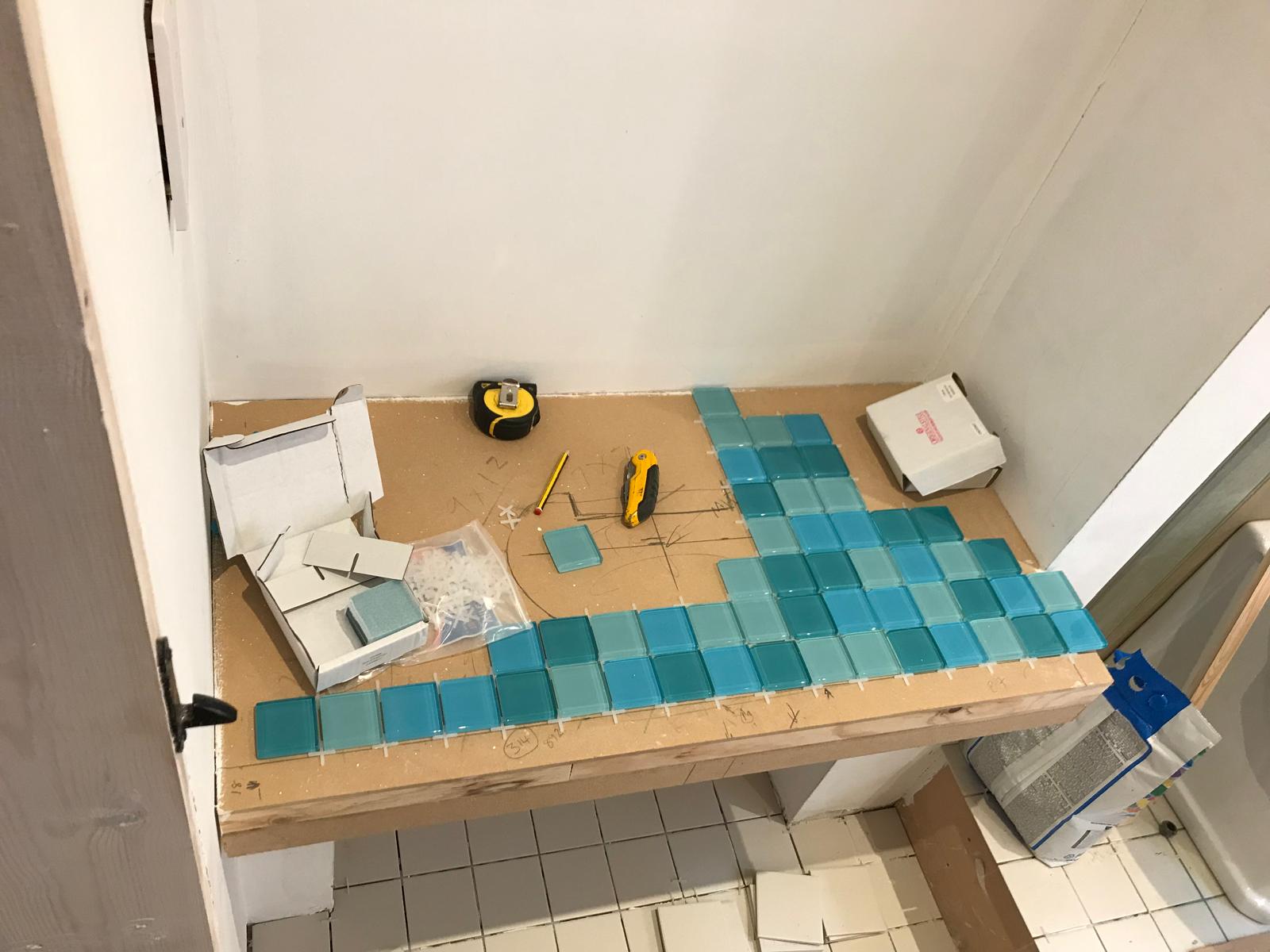 Blue mosaic tiles to be used on local bathroom project