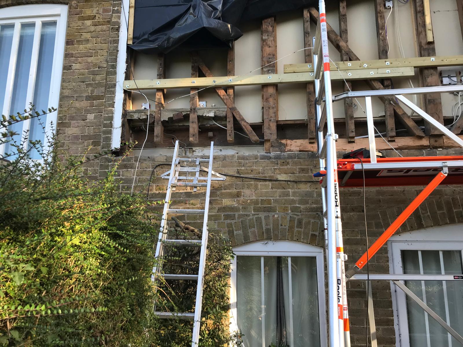 Board installation on exterior of house