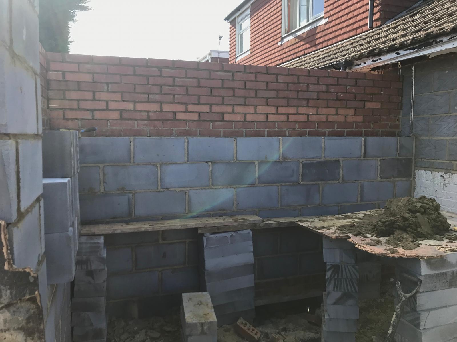 Brick and block work on an extension project in Kent