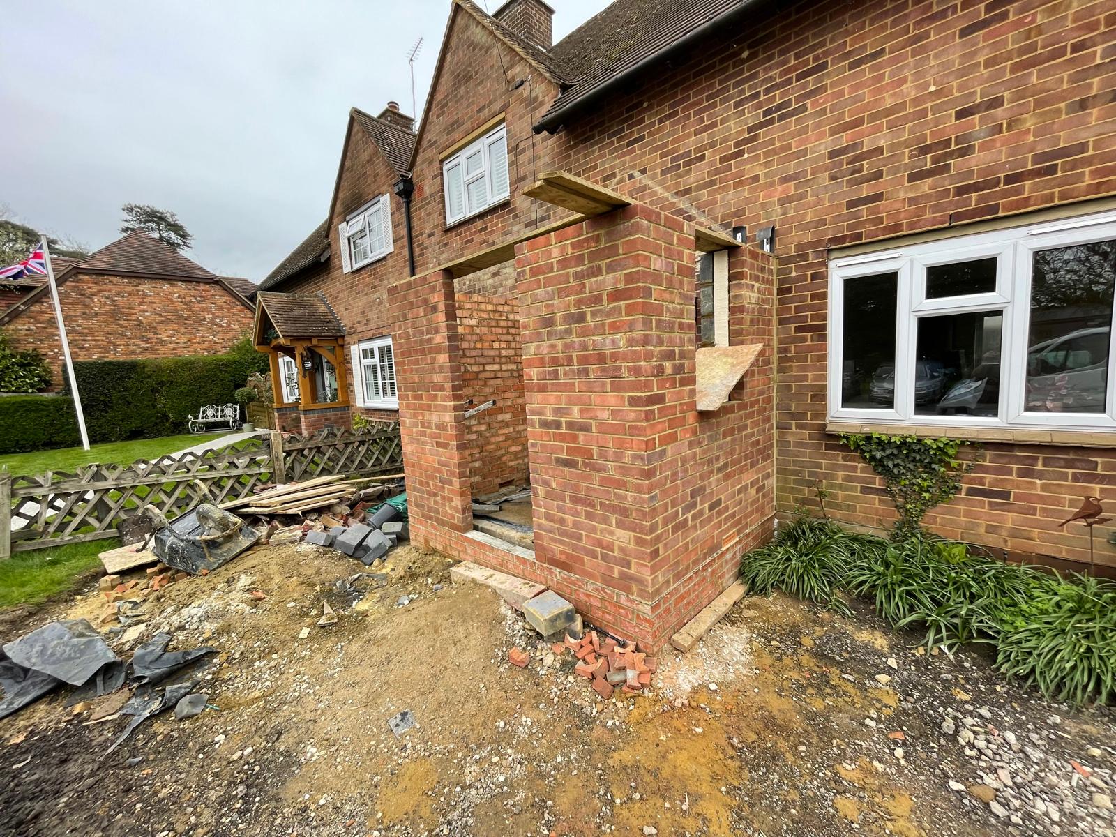 Brick porch installation for a local project in Kent