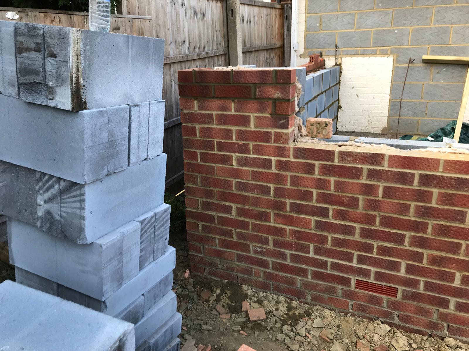 Brick work on a local extension project