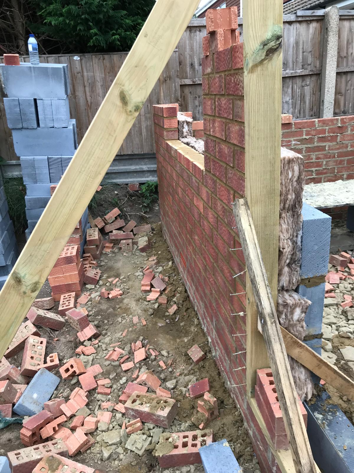 Brick work on an extension project