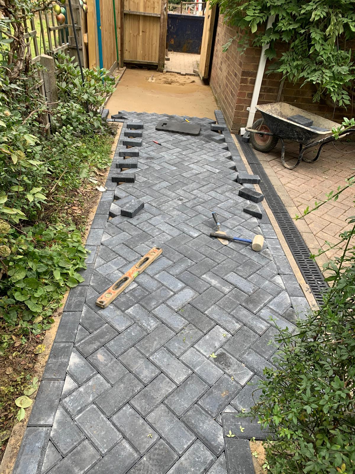 Charcoal zig zag block paved pathway project