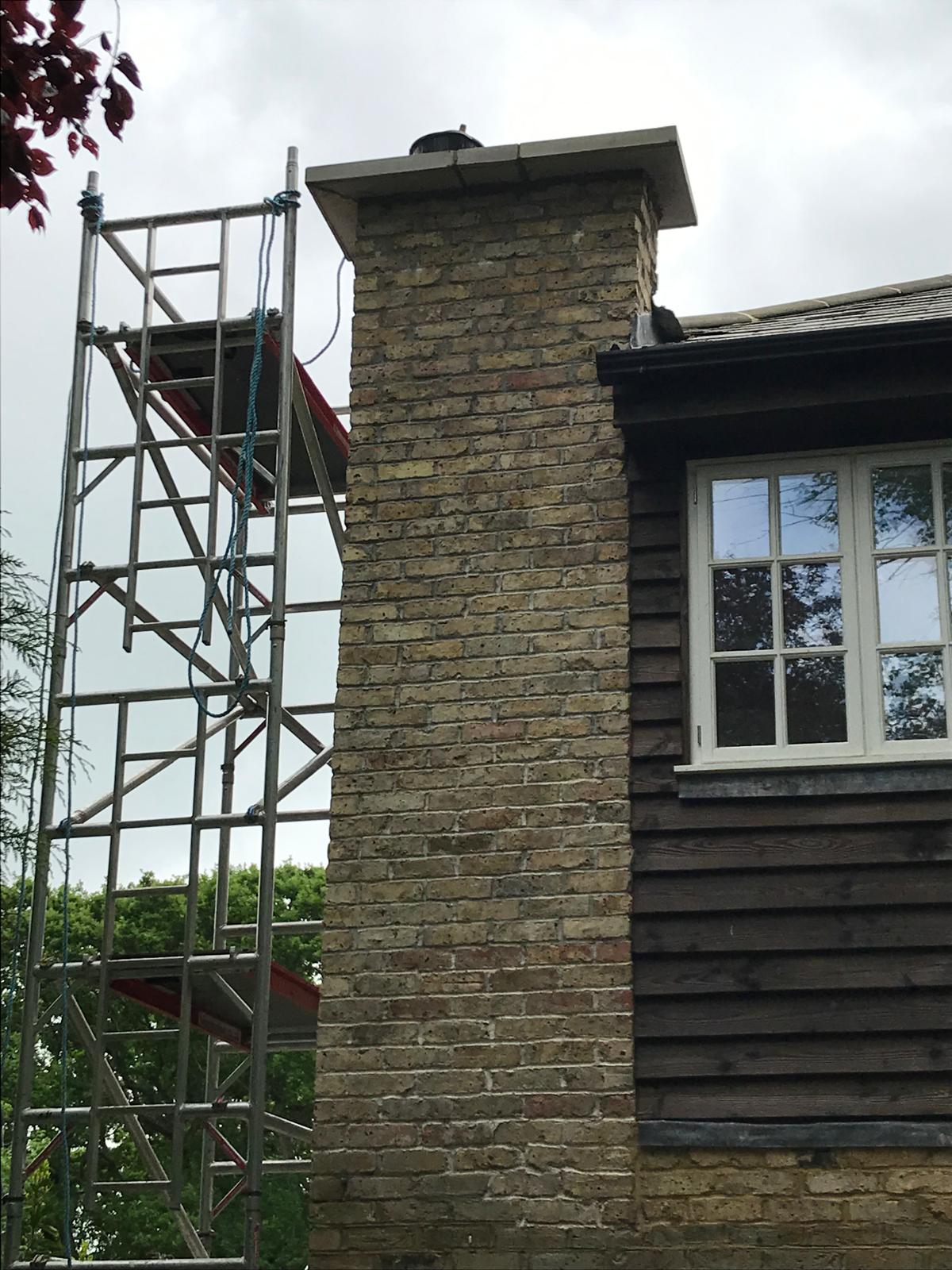 Chimney re-point on a roofing project in Kent
