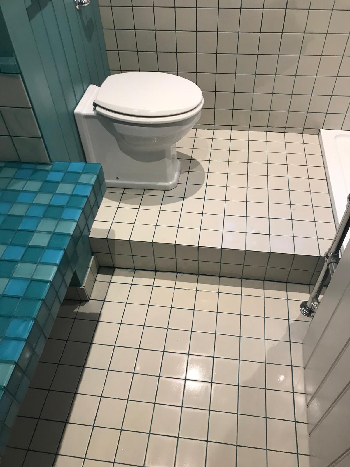 Complete floor white tile installation