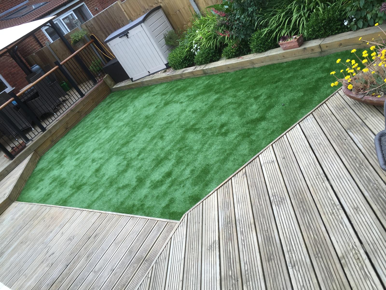 Completed artifical grass installation for a local landscaping project in Kent 