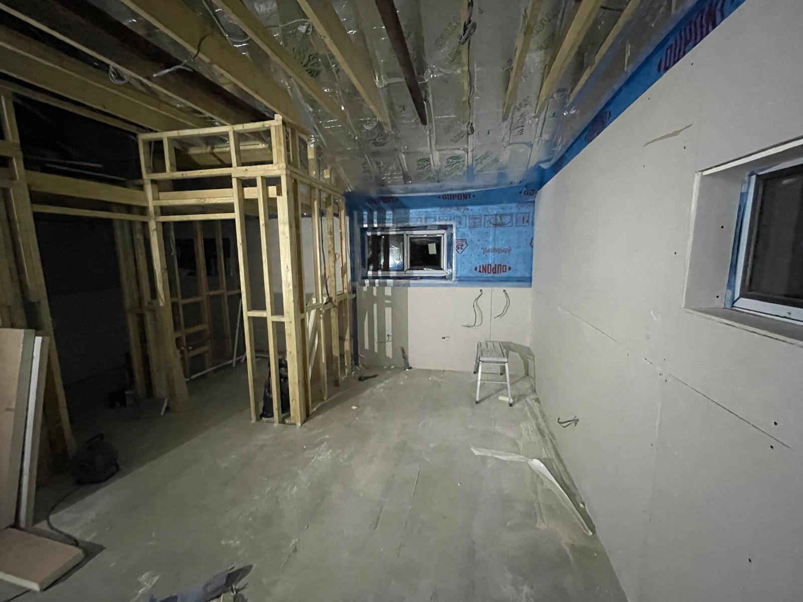Conversion job with plasterboard being installed
