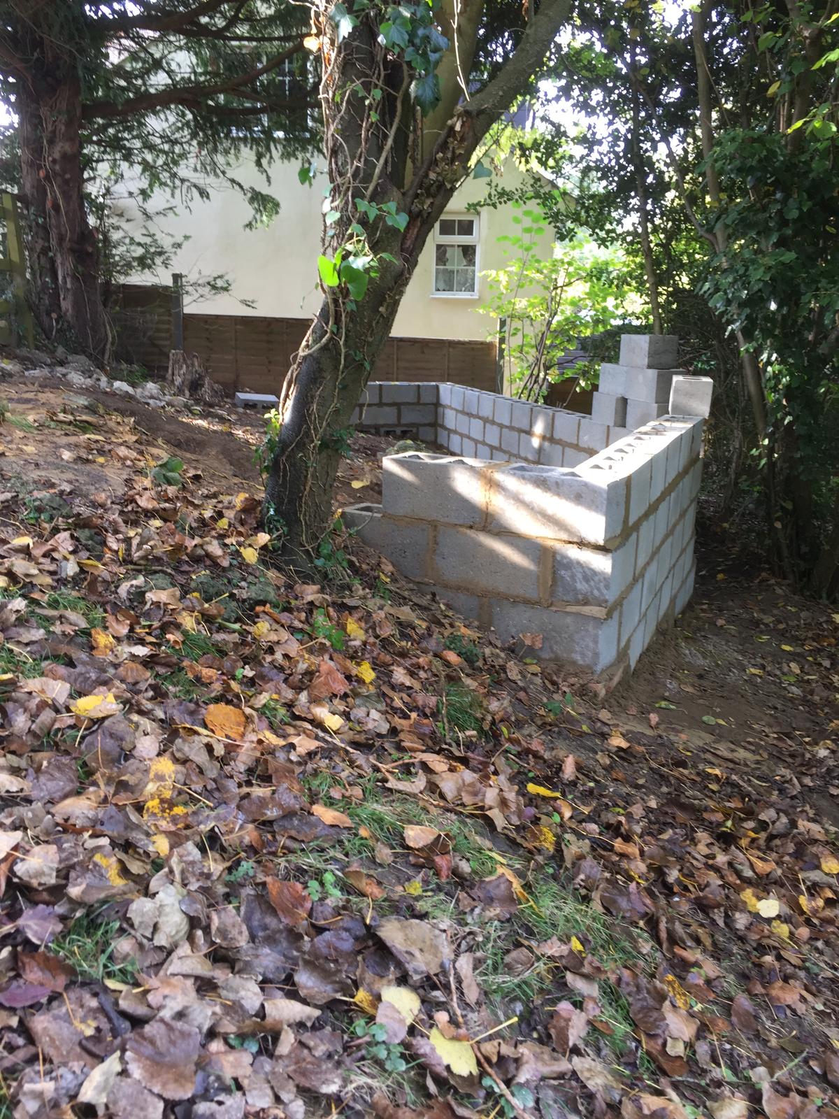 Corner of a block wall for a landscaping project