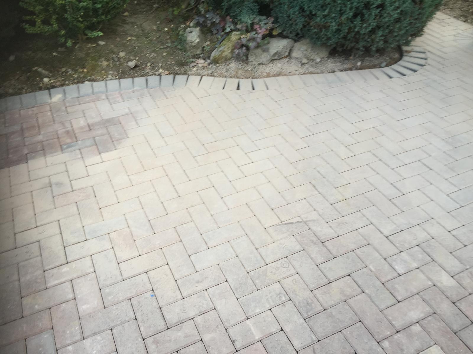 Curved area on block paved driveway