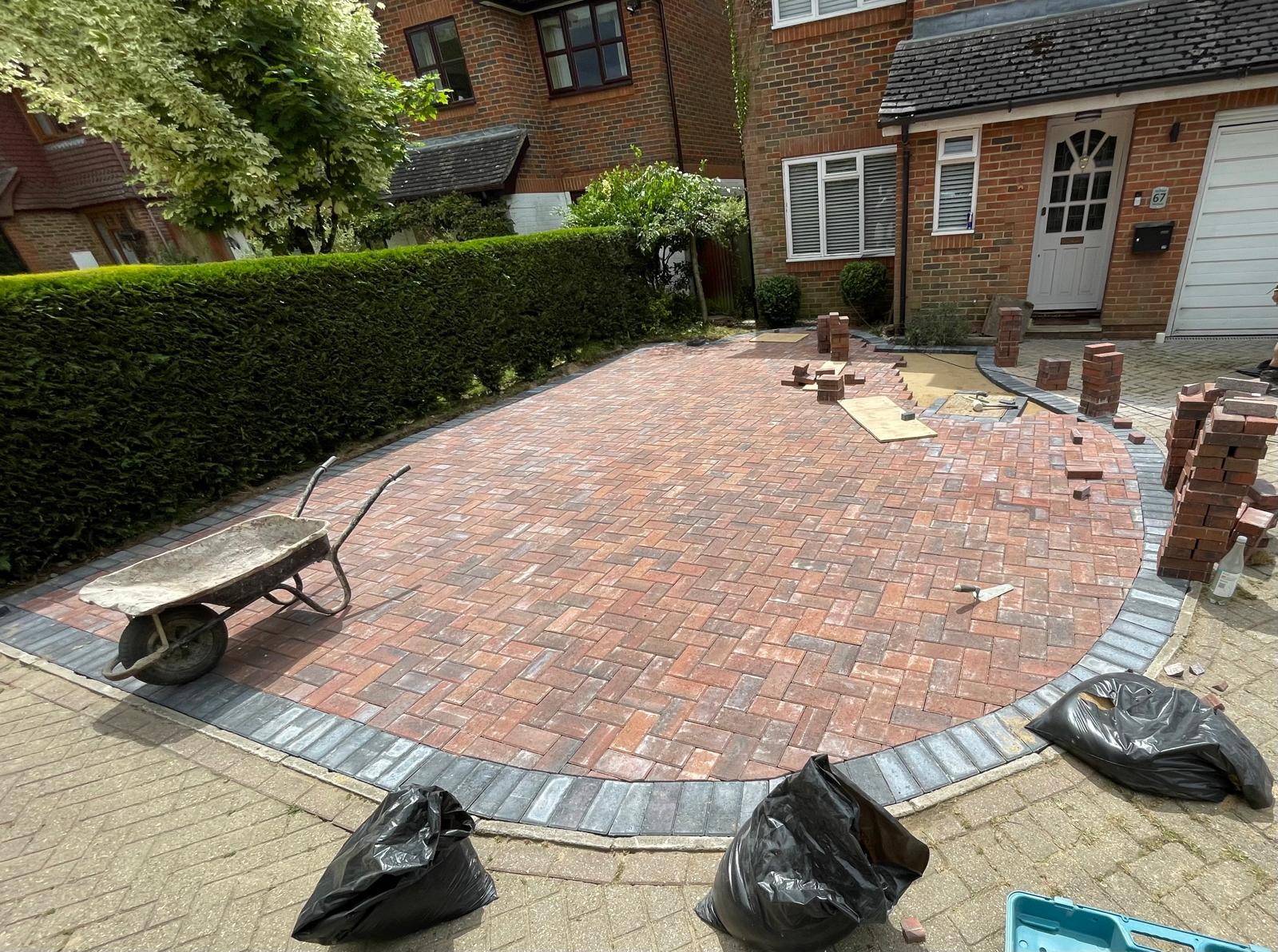 Curved driveway installation project