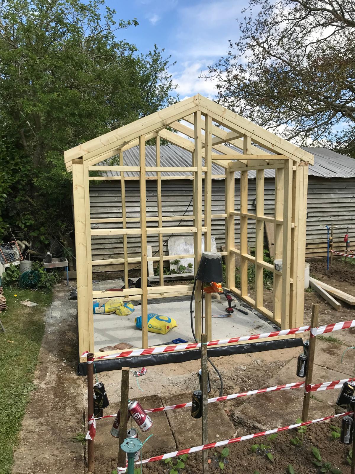 Custom shed build wood structure