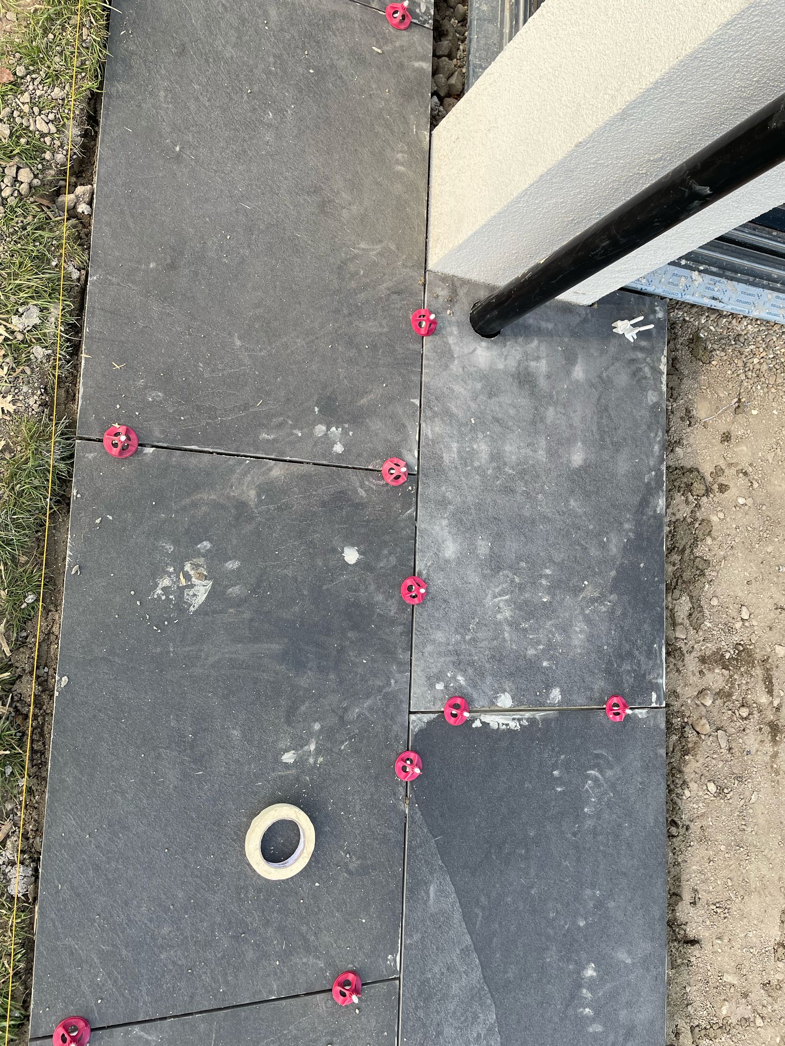 Cut slab around piping
