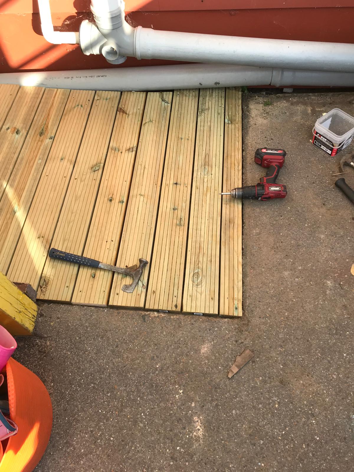 Deck board installation for a local project