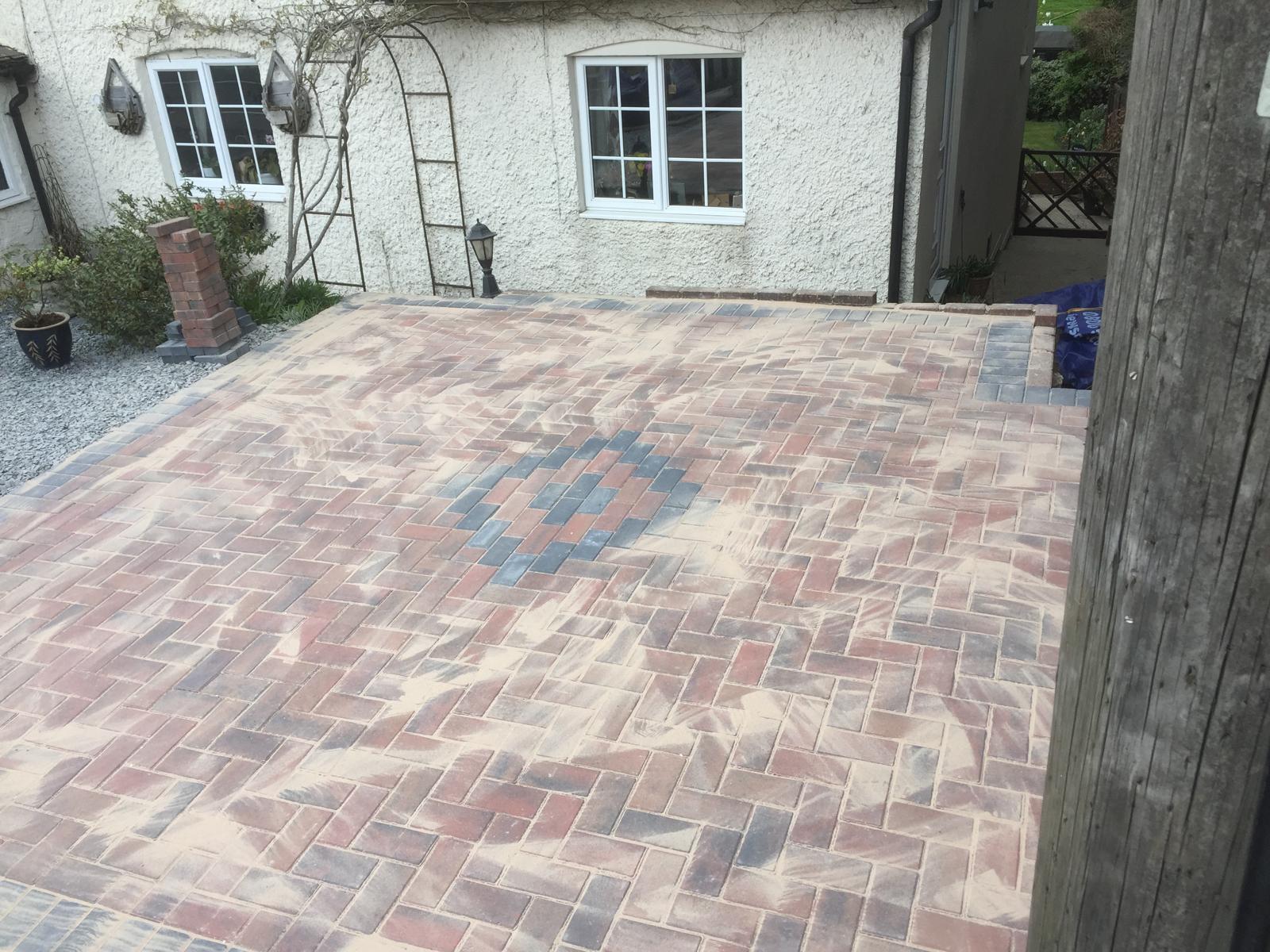 Diamond pattern driveway installation